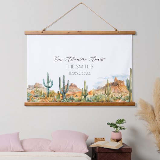 Desert Cactus Alternatieve bruiloft gastenboek Hangend Wandkleed (Slaapkamer)