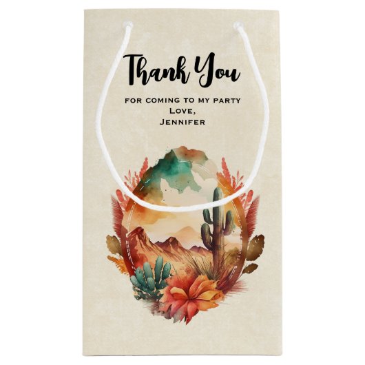 Desert Cactus and Mountains Party Bedankt Klein Cadeauzakje (Achterkant)
