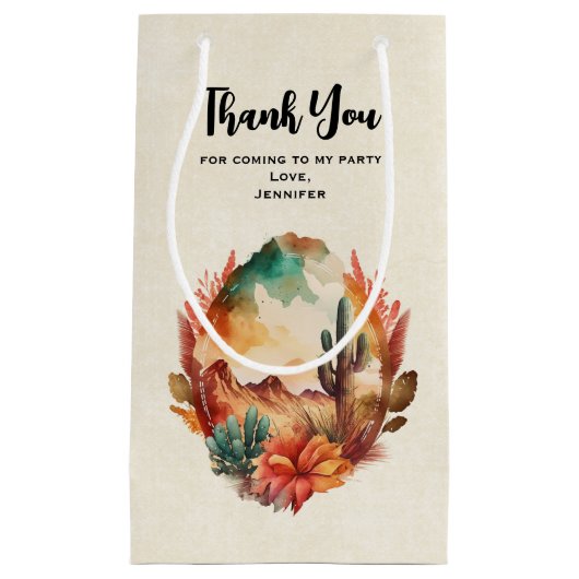 Desert Cactus and Mountains Party Bedankt Klein Cadeauzakje (Voorkant)