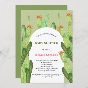 Desert Cactus Arch Bohemian Waterverf Baby shower Kaart