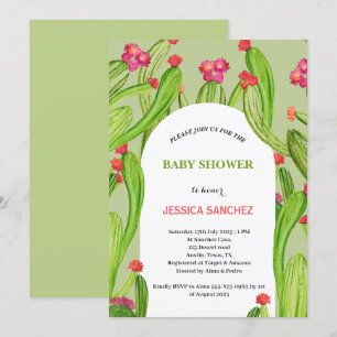 Desert Cactus Arch Bohemian Waterverf Baby shower Kaart