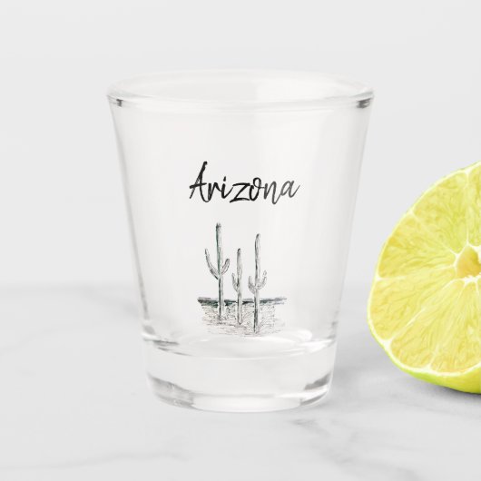 Desert Cactus Arizona Southwest Typography Glass Shot Glas (Voorkant)