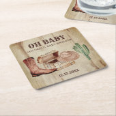 Desert Cactus Baby Cowboy Hat Shoes Party Kartonnen Onderzetters (Schuin)