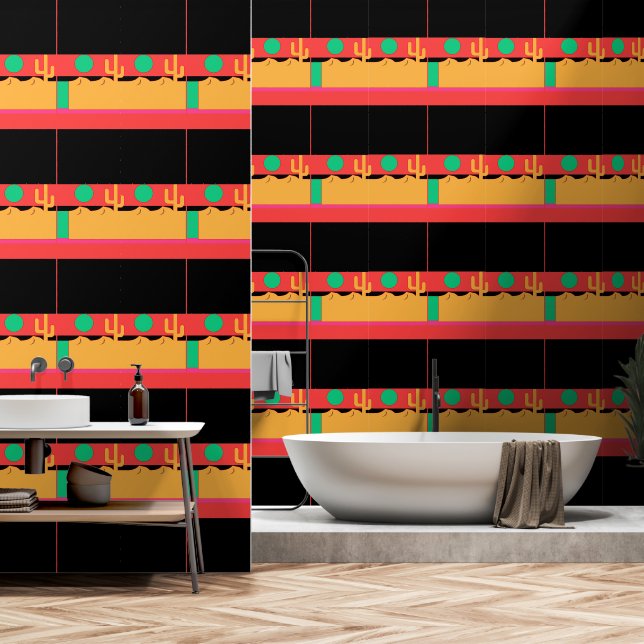 Desert Cactus Banded Behang (Badkamer)