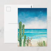 Desert Cactus Beach Seascape Waterverf Rabbit Briefkaart (Voorkant / Achterkant)