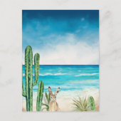 Desert Cactus Beach Seascape Waterverf Rabbit Briefkaart (Voorkant)