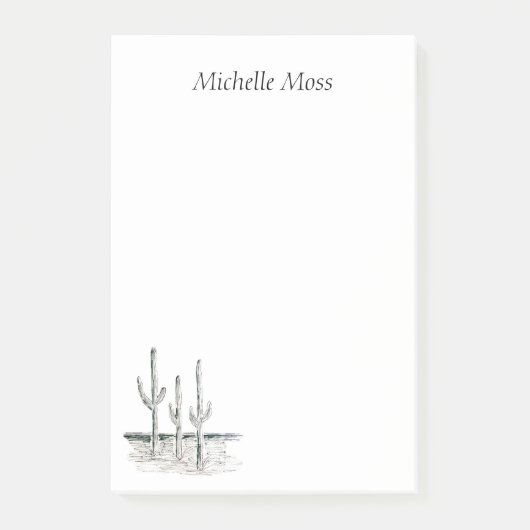 Desert Cactus Black White Southwestern Post-it® Notes (Voorkant)