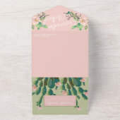 Desert Cactus Bloom All in One Wedding Invite Uitnodiging (Buitenkant)