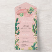Desert Cactus Bloom All in One Wedding Invite Uitnodiging (Binnen)