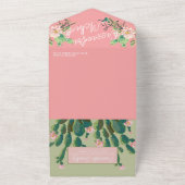 Desert Cactus Bloom All in One Wedding Invite Uitnodiging (Buitenkant)