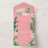 Desert Cactus Bloom All in One Wedding Invite Uitnodiging (Binnen)