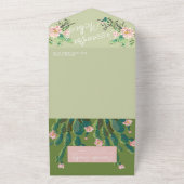 Desert Cactus Bloom All in One Wedding Invite Uitnodiging (Buitenkant)