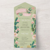 Desert Cactus Bloom All in One Wedding Invite Uitnodiging (Binnen)