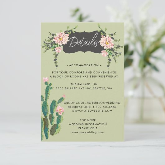 Desert Cactus Bloom Details Informatiekaartje (Staand voorkant)