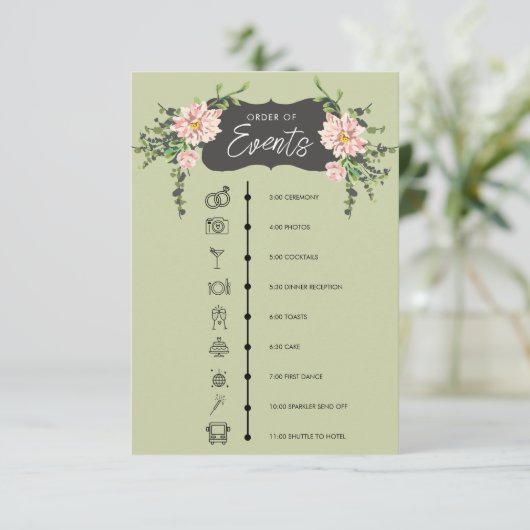 Desert Cactus Bloom Order of Events Informatiekaartje (Staand voorkant)