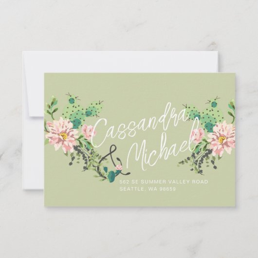 Desert Cactus Bloom Response Kaart w Menuopties (Achterkant)