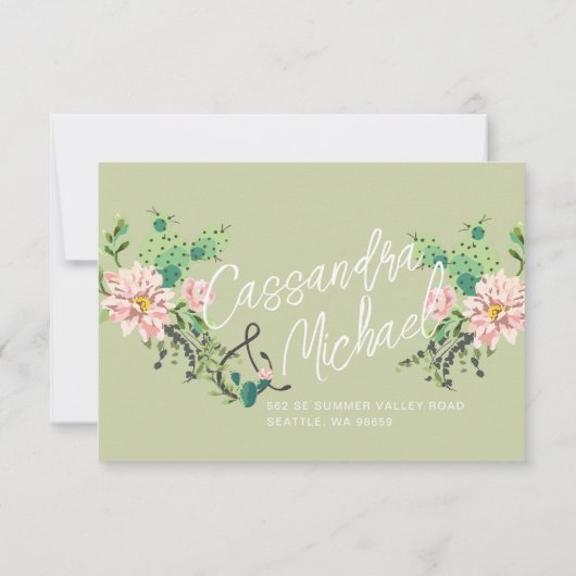 Desert Cactus Bloom Response Kaart w Menuopties (Achterkant)