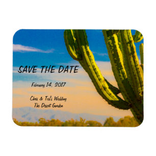 Desert Cactus Blue Sky Wedding Save the Date Magneet