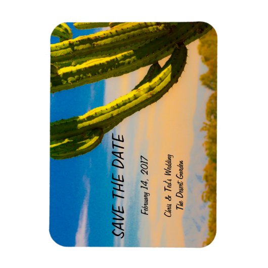 Desert Cactus Blue Sky Wedding Save the Date Magneet (Verticaal)