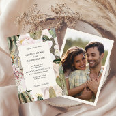 Desert Cactus Boho Photo Wedding Invitation Kaart