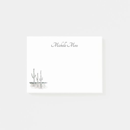 Desert Cactus Botanical Black White Post-it® Notes (Voorkant)