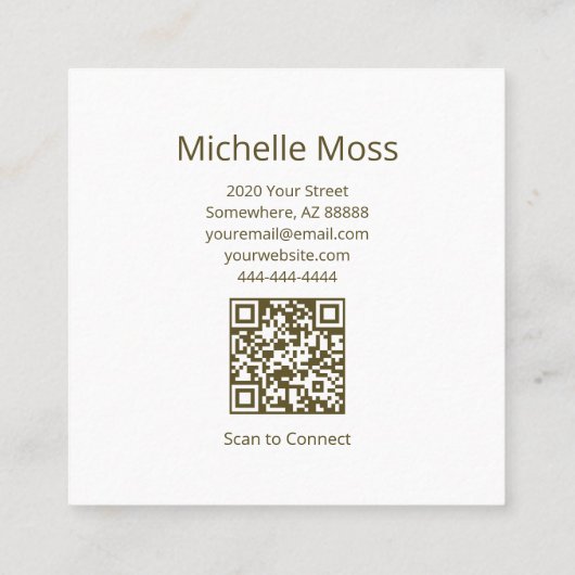 Desert Cactus Botanical Succulent Interior Design Vierkante Visitekaartje (Achterkant)