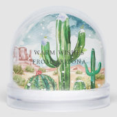Desert Cactus Christmas | Warm Wishes Sneeuwbol (Voorkant)