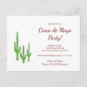 Desert Cactus Cinco de Mayo Fiesta Party Uitnodiging Briefkaart (Voorkant)