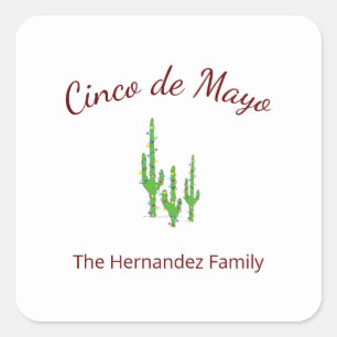 Desert Cactus Cinco de Mayo Fiesta Party Vierkante Sticker