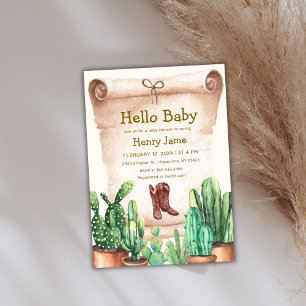 Desert Cactus Cowboy Boots Baby shower Kaart
