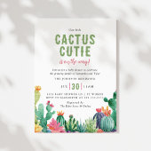 Desert Cactus Cutie Girl Baby Shower Kaart