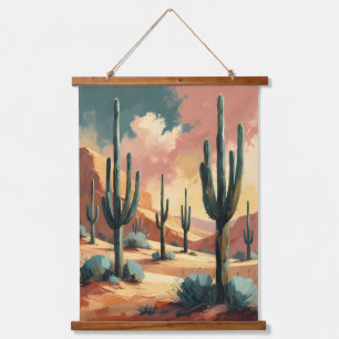 Desert Cactus Dream – Abstract Zuidwestelijk Hangend Wandkleed