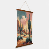 Desert Cactus Dream – Abstract Zuidwestelijk Hangend Wandkleed (Gebogen)