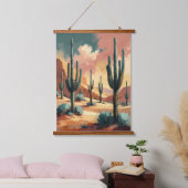 Desert Cactus Dream – Abstract Zuidwestelijk Hangend Wandkleed (Slaapkamer)