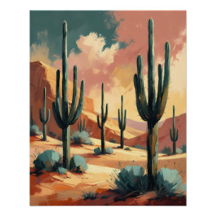 Desert Cactus Dream – Abstract Zuidwestelijk Perfect Poster