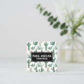 Desert Cactus en Succulents Waterverf QR Code Vierkante Visitekaartje (Staand voorkant)