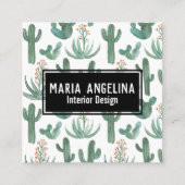 Desert Cactus en Succulents Waterverf QR Code Vierkante Visitekaartje (Voorkant)