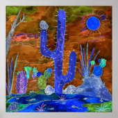 Desert Cactus Evening Poster 24 x 24 inch (Voorkant)