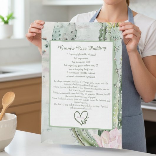 Desert Cactus Family Recipe Keepsake Custom Theedoek