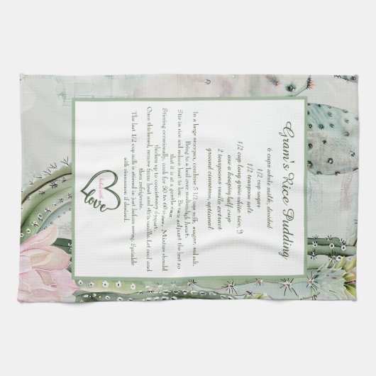 Desert Cactus Family Recipe Keepsake Custom Theedoek (Horizontaal)