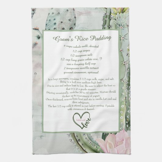 Desert Cactus Family Recipe Keepsake Custom  Theedoek (Verticaal)