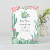 Desert Cactus Floral Baby shower Kaart (Staand voorkant)
