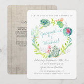 Desert Cactus Flower Wood Waterverf w Details Kaart (Voorkant / Achterkant)