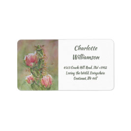 Desert Cactus Flowers in Waterverf Adres Etiket