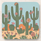 Desert Cactus Flowers Onderzetter Set MCM (Voorkant)