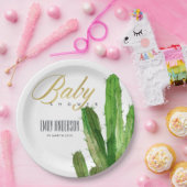 DESERT CACTUS FOLIAGE WATERVERF BABY SHOWER PAPIEREN BORDJE (Feest)