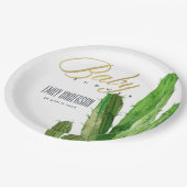 DESERT CACTUS FOLIAGE WATERVERF BABY SHOWER PAPIEREN BORDJE (Gekanteld)
