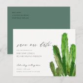 DESERT CACTUS FOLIAGE-WATERVERF BEWAREN DE DATUM AANKONDIGINGSKAART (Voorkant / Achterkant)