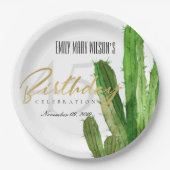 DESERT CACTUS FOLIAGE WATERVERF BIRTHDAY PARTIJ PAPIEREN BORDJE (Voorkant)