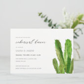 DESERT CACTUS FOLIAGE WATERVERF REHEARSAL DINNER KAART (Staand voorkant)